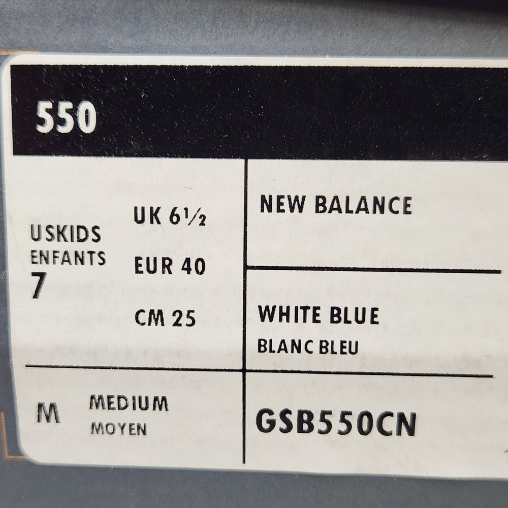 New Balance 550 Sneakers Kids Size 7 White Blue Leather Basketball Shoes - Picture 9 of 9